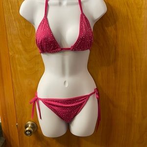 Rhinestone pink bikini. Size Large